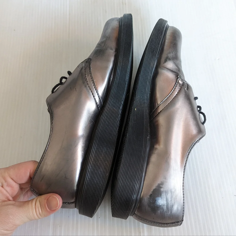 DOC MARTENS 14576 silver metallic oxford loafers Creepers size 7